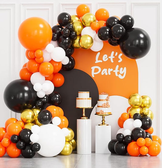 Halloween Balloon Garland Arch Kit 134 pcs Orange Black White Gold