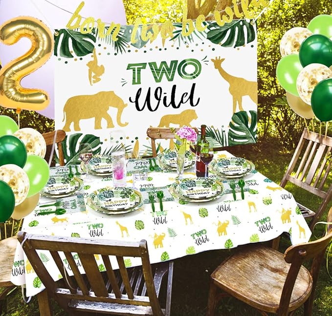 Two Wild Birthday Decorations Tableware Safari Jungle Theme 2nd