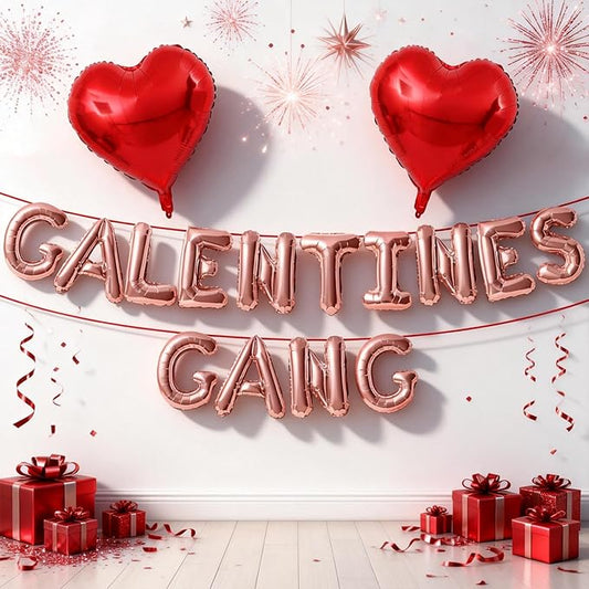 Galentines Day Balloons Banner 16 Inch Rose Gold Galentines Gang