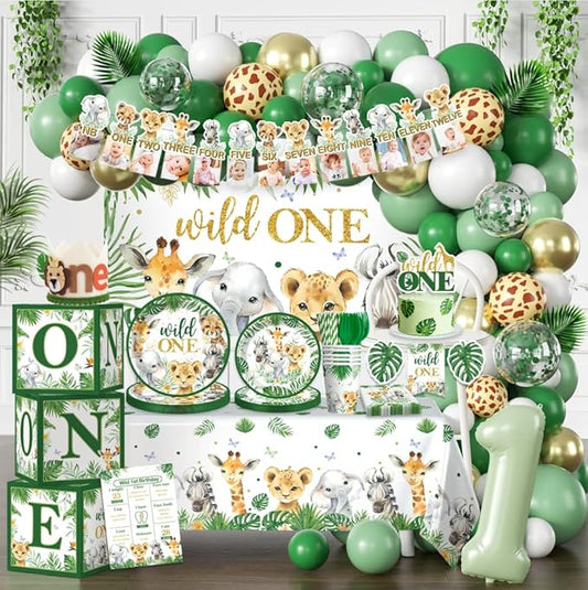 Cocomigo 248pcs Wild One Birthday Decorations for Boy Complete Wild