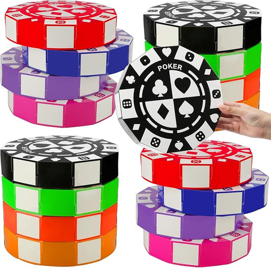 16 PCS Casino Theme Party Decor 9 Inch Poker Chip Casino Decor Box