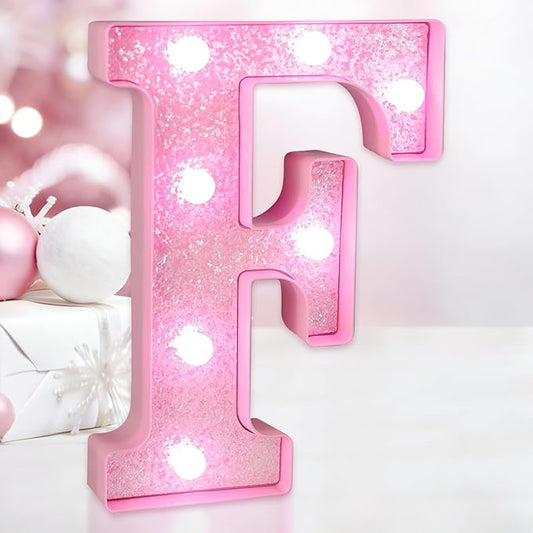 Pink Light Up Letters, LED Marquee Letters for Table, Small Glitter #2