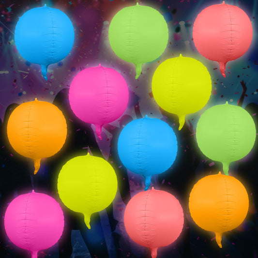 Vertintong 12 Pcs Round Glow in The Dark Neon Balloons Foil Birthday