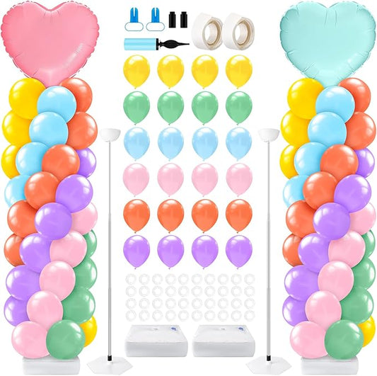 2 Set Valentines Day Balloon Column Stand Kit with 2 Candy Pastel