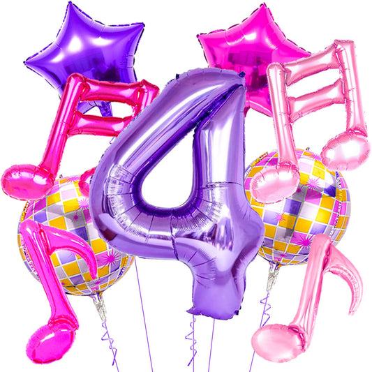 9Pcs Kpop Birthday Decorations - Kpop Music Balloons Hot Pink Mus 4