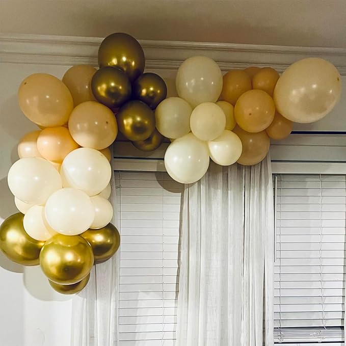 White Sand Balloons Set, 60 Packs 12 Inch Double Stuffed Beige Boho