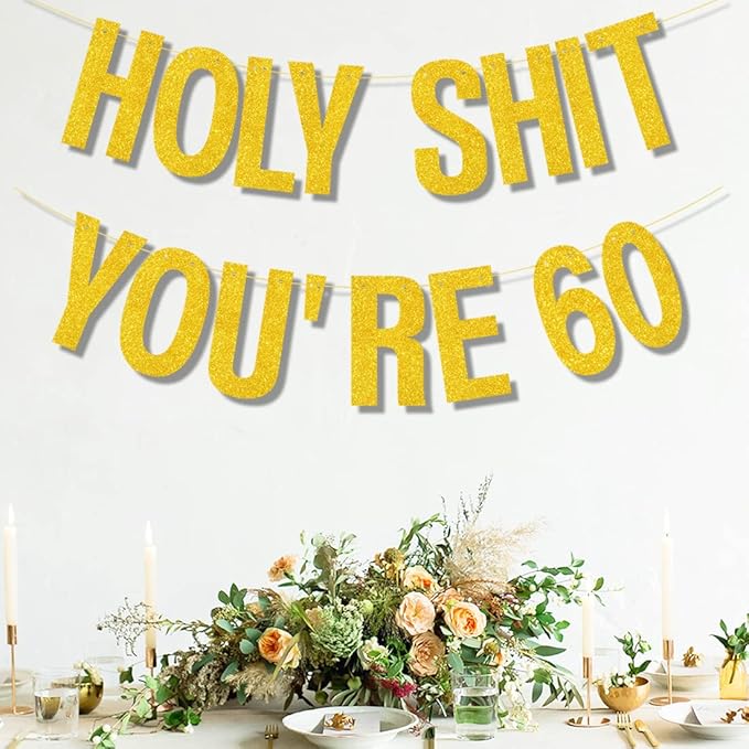 60th Birthday Decorations Women Men Gold Glitter Birthday Decoration