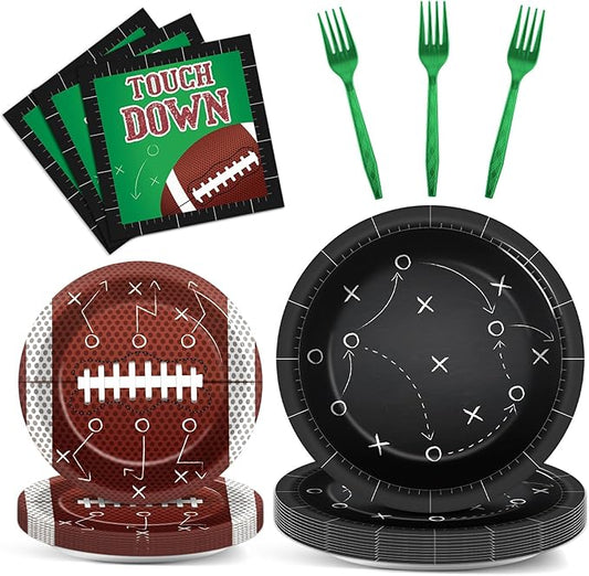96 PCS Football Party Tableware Sets Touch Down Themed Sports