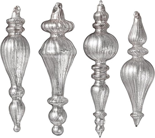 DN DECONATION Mercury Glass Finial Christmas Ornaments, Large Hanging