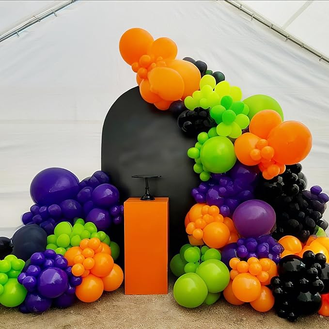 Halloween Balloon Garland 146 Pcs Purple Green Black Orange Balloons