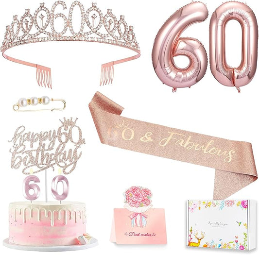 60th Birthday Decorations for Woman 60th Birthday Sash and Crown
