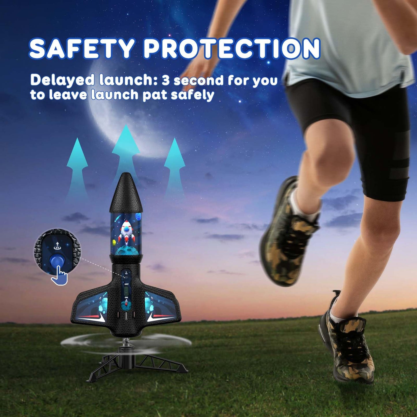 Rceico Rocket Launcher for Kids with Launch Set Up to 200 Ft Air Model