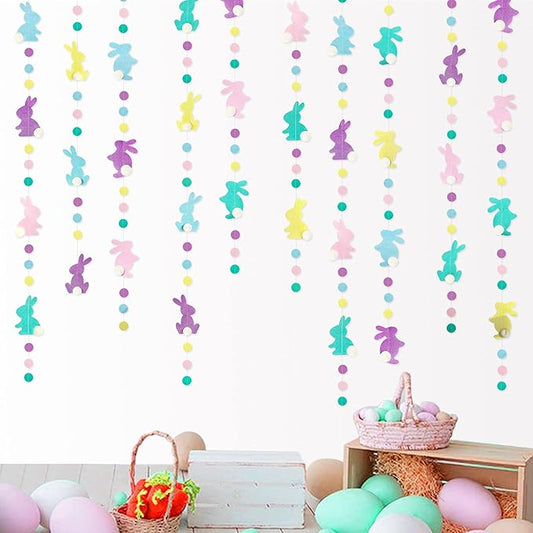 Easter Party Decorations Pastel Easter Bunny Circle Dot Garland