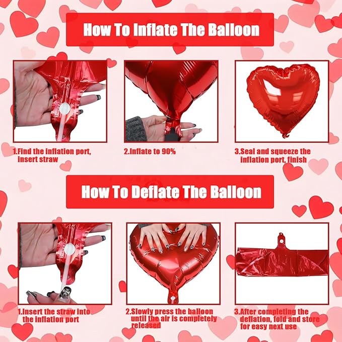 Valentines Day Decorations with I Love You and Red Heart Foil
