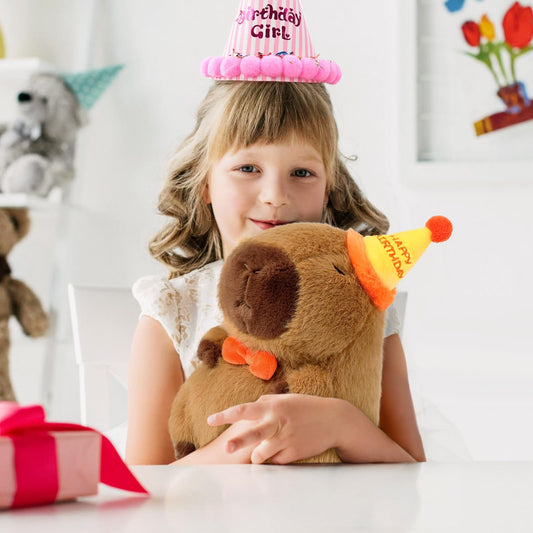 Ditucu Cute Capybara Plush with Happy Birthday Hat Bow Soft Capibara