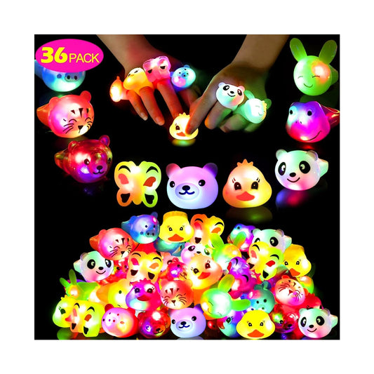 Mikulala 36 Pack Light Up Rings Glow in The Dark Party Supplies, Light