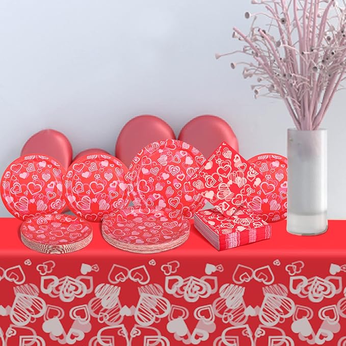 Valentine's Party Supplies Hot Heart Love Disposable Paper Plates