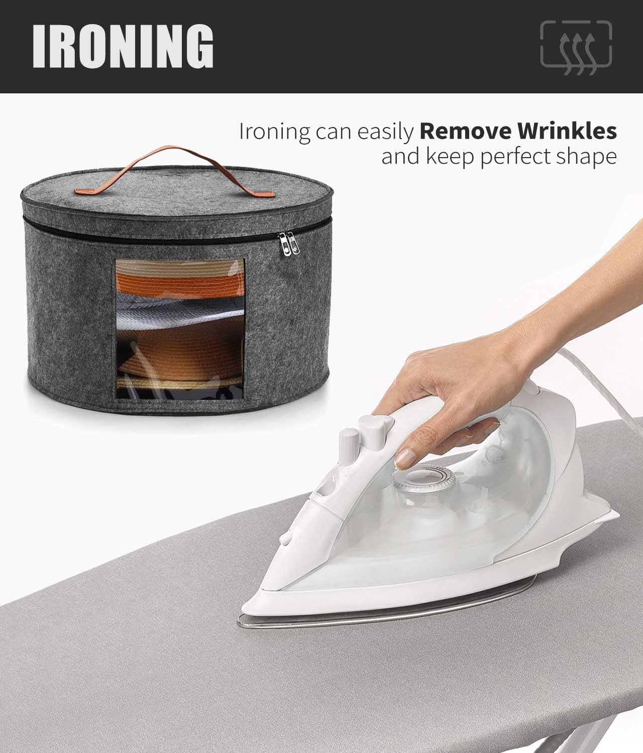 PANGTON Hat Box, Travel Hat Storage Box, Foldable Space-saving Hats