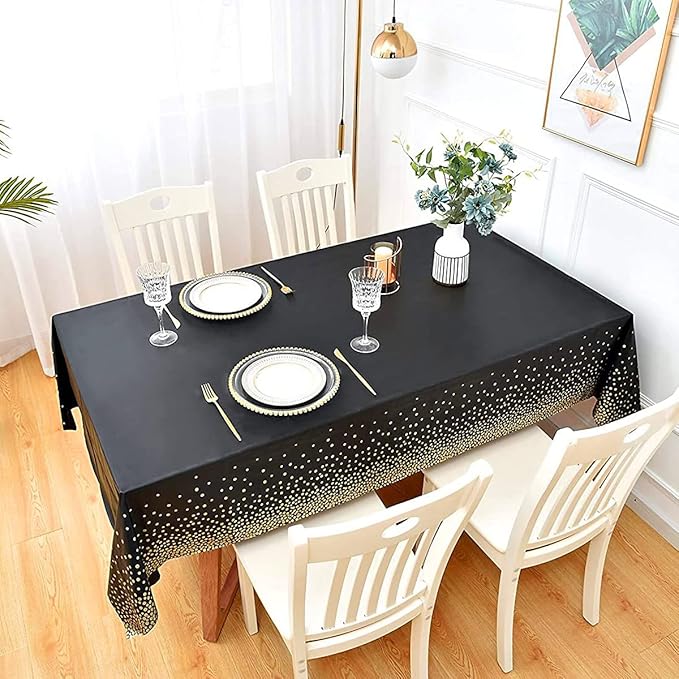 2 Packaging Orange and Gold Plastic Tablecloth, 54 inch x108 inch