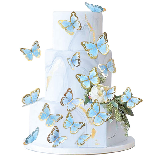 Ercadio 30 Pack 3D Butterfly Cake Toppers - Mix Sizes, Waterproof A-3d