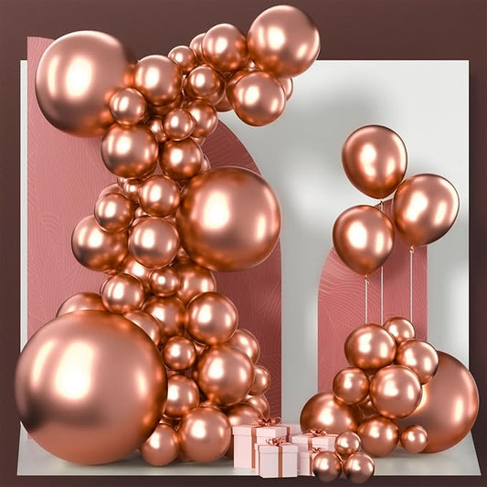 PartyWoo Rose Gold Balloons 100 pcs Different Sizes of 36 18 12 10 5