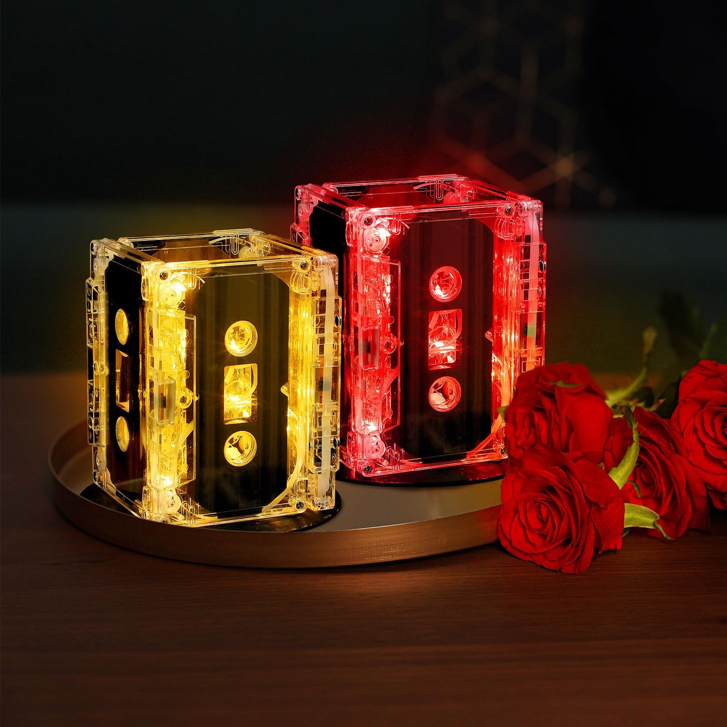 Halloscume 6 Sets 80s 90s Neon Party Decoration Novelty Cassette Tape