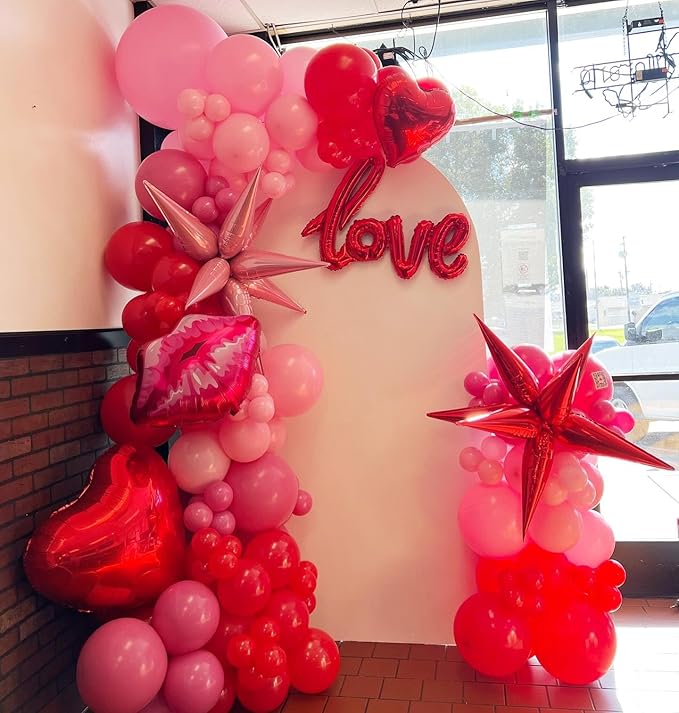 Valentines Day Balloons Garland Arch Kit Different Size Red Pink