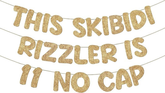 Pre Strung This Skibidi Rizzler Is 11 No Cap Glitter Banner 11