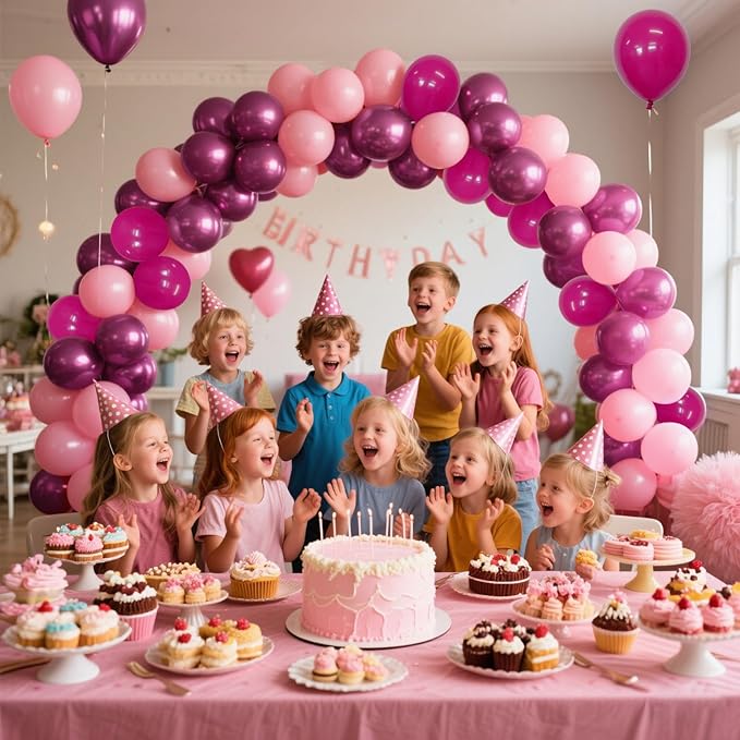 CVPARTON Pink Balloons Set, 55 PCS Metallic Pink Balloons, Baby Pink,