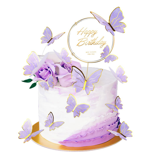 21 Pieces Butterfly Cake Toppers With Happy Birthday Cake Toppers 3D