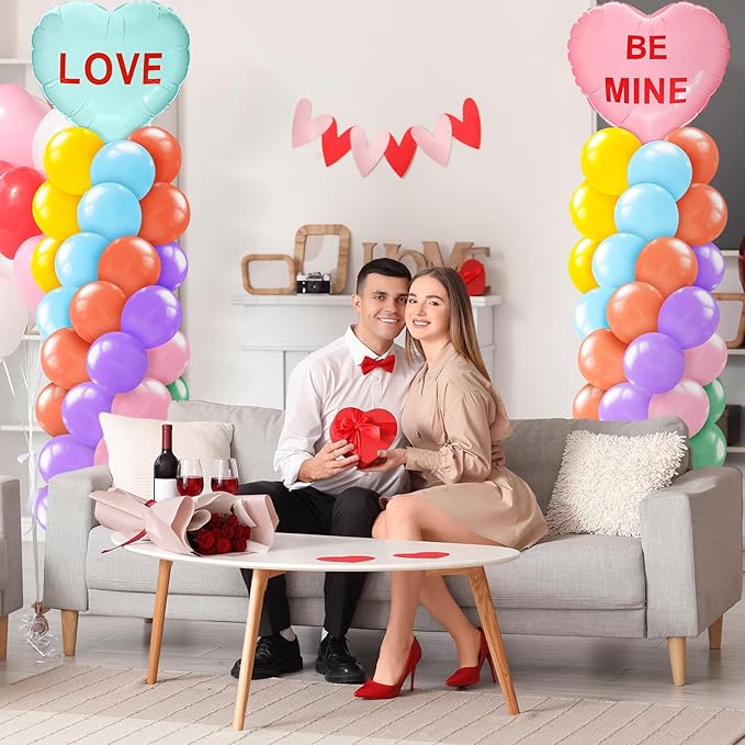 2 Set Valentines Day Balloon Column Stand Kit with 2 Candy Pastel