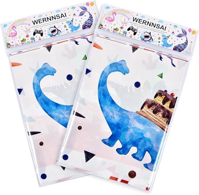 Dinosaur Tablecloth - 2PCS 54''x108'' Watercolor Dino Table