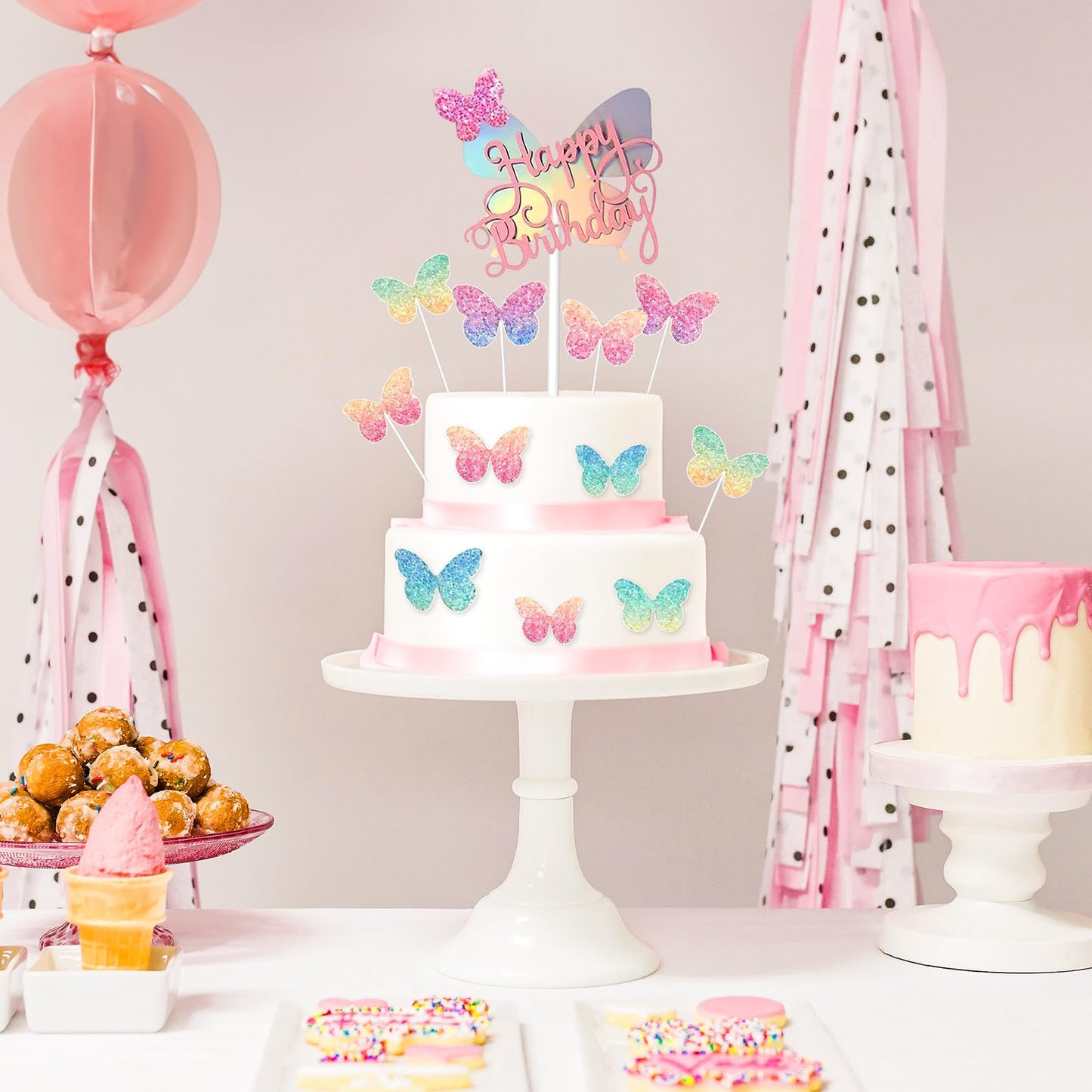 11 Pieces Butterfly Cake Toppers With Happy Birthday Cake Toppers 3D