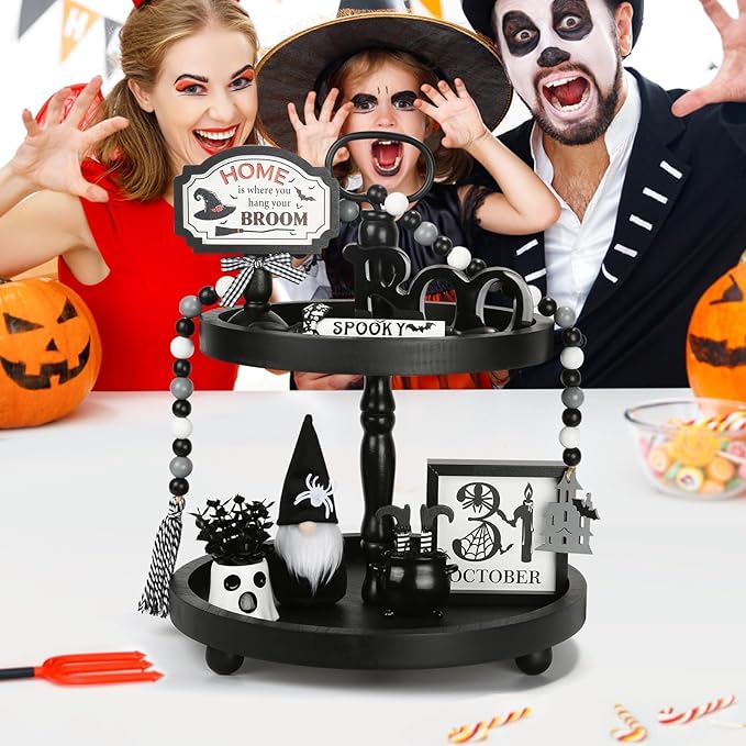 Halloween Decorations 8PCS Tiered Tray Decor Cute Tabletop Halloween