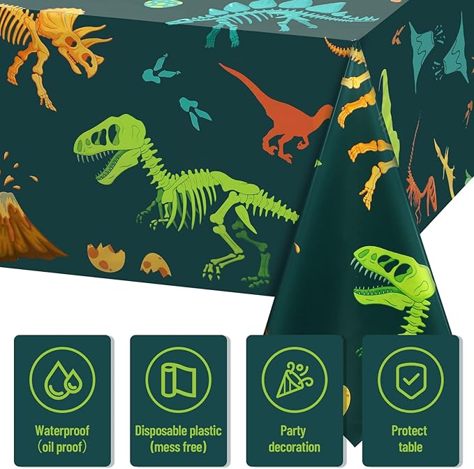 Tudomro 1 Pcs Dinosaur Plastic Party Tablecloth Dinosaur Birthday