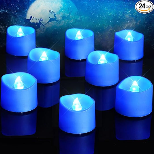 Homemory Blue Tea Lights Candles Battery Operated, 200+Hour Flameless