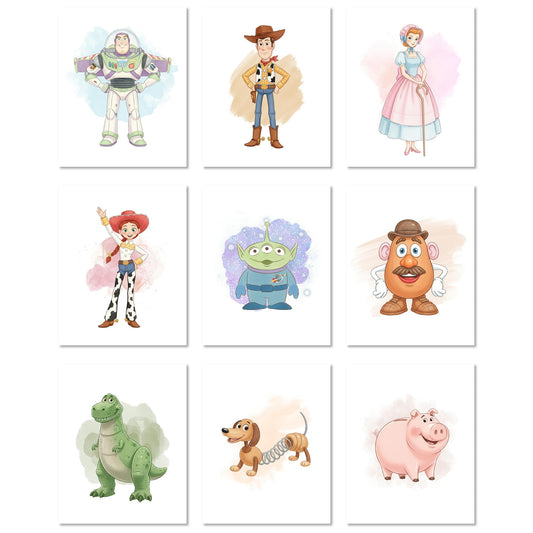 9 Pack Toy Story Nursery Decor, Buzz Lightyear Wall Art, Woody Cowboy