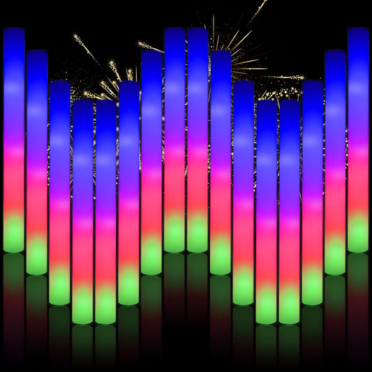 Blu7ive 30pcs Foam Light up Sticks Bulk, Glow in the Dark Party