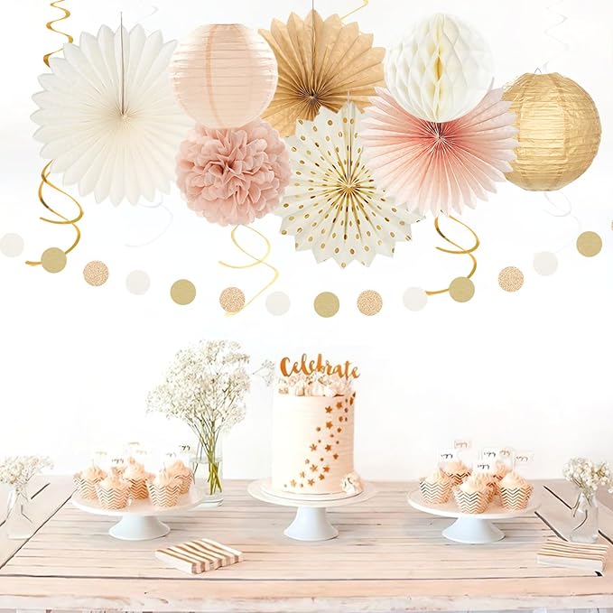 Champagne Gold Fall Boho Baby Shower Party Decorations 21pcs Girls
