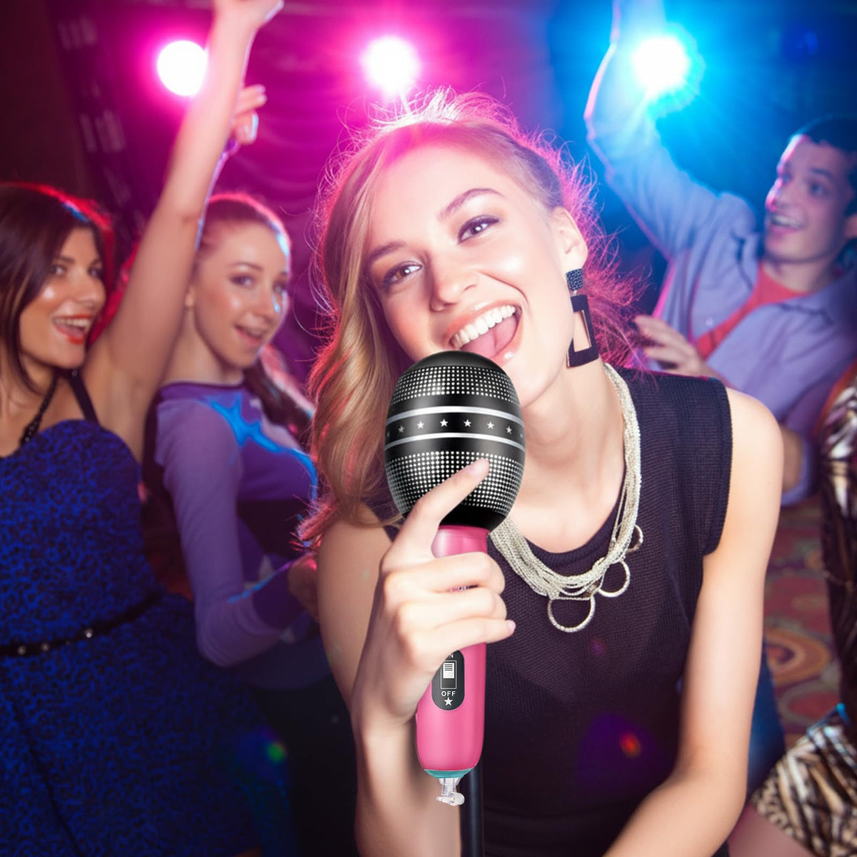 12 Pieces Inflatable Microphones for Kpop Birthday Party Blow