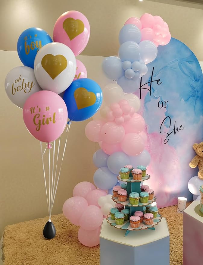 Gender Reveal Balloons - Pink and Blue Balloons 12 Inch Boy or Girl