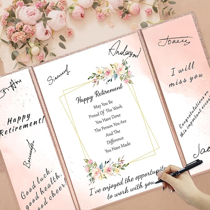 Retirement Rose Gold Guest Book Alternative Decorations for Women