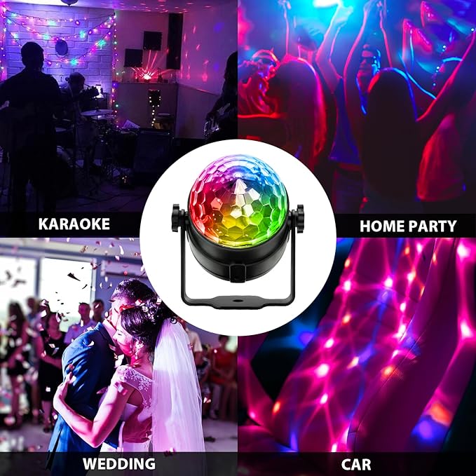 NEQUARE Disco Ball DJ Party Lights Sound Activated with Remote