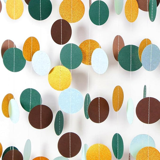 Sage-Green Gold Brown Party Decorations - 52FT Paper Streamers Gender