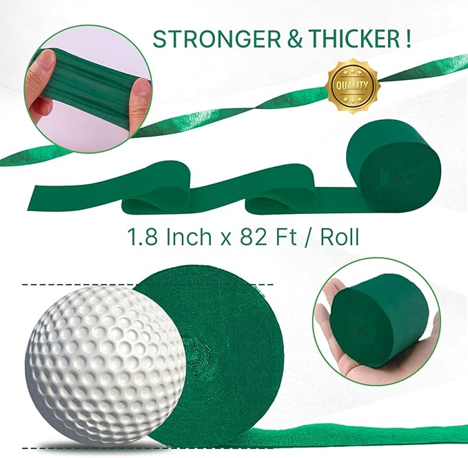 Green Crepe Paper Streamers 6 Rolls 492 ft Pack of Hunter