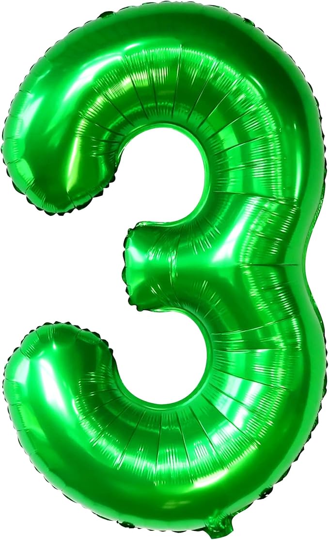 Giant Green Number 3 Balloon - 40 Inch | Three Rex Birthday