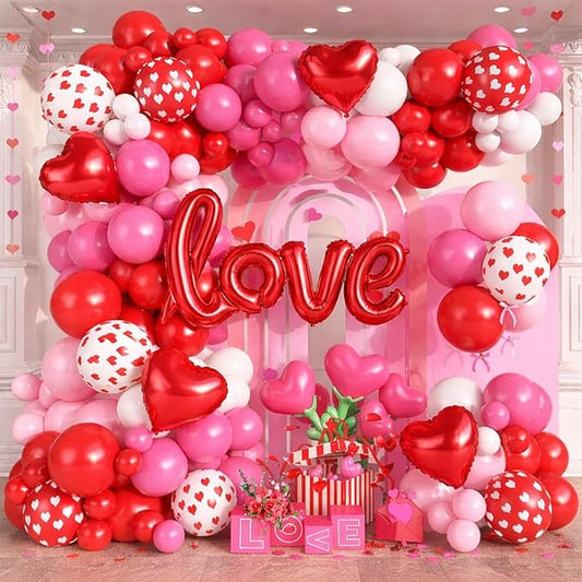 Valentines Day Balloons Arch Garland Kit 126Pcs Red Pink Valentines