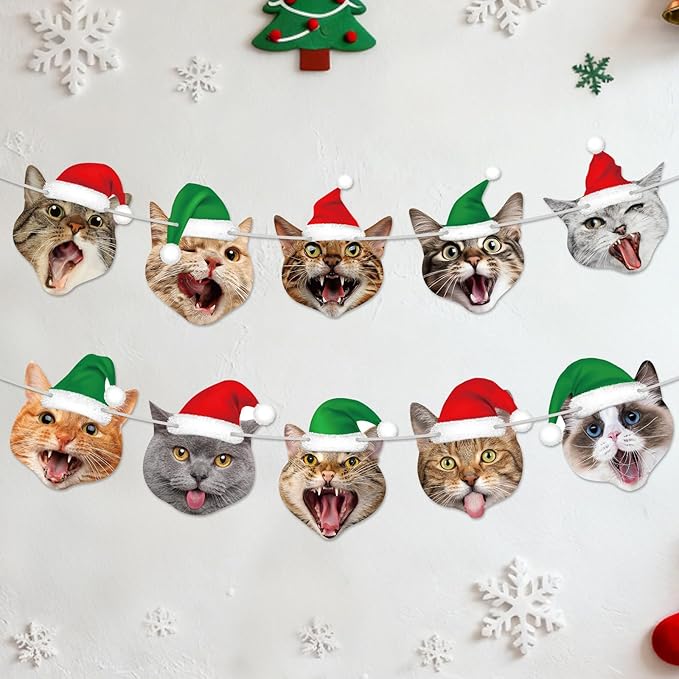 Christmas Cat Garlands Cat Birthday Banner Party Decoration Cats