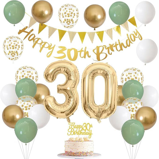 30th Birthday Decorations for Women Men Happy Banner With Cake