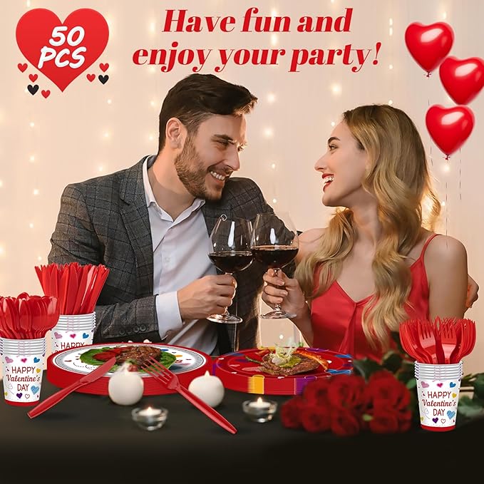 350PCS Valentine's Day Party Supplies for 50 Guests Valentine's Day